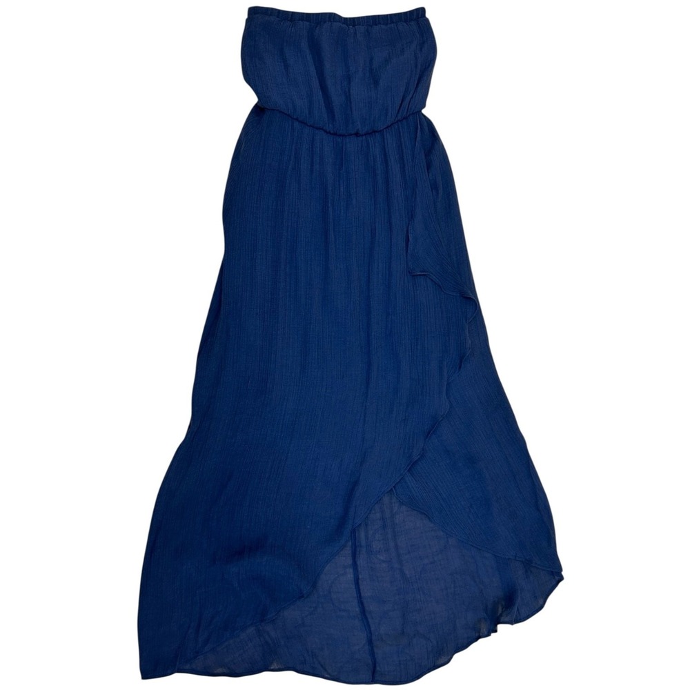 BCX Womens Strapless Maxi Dress Small Blue Boho Tube Top Summer Vacation‎